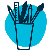 pencil cup illustration 